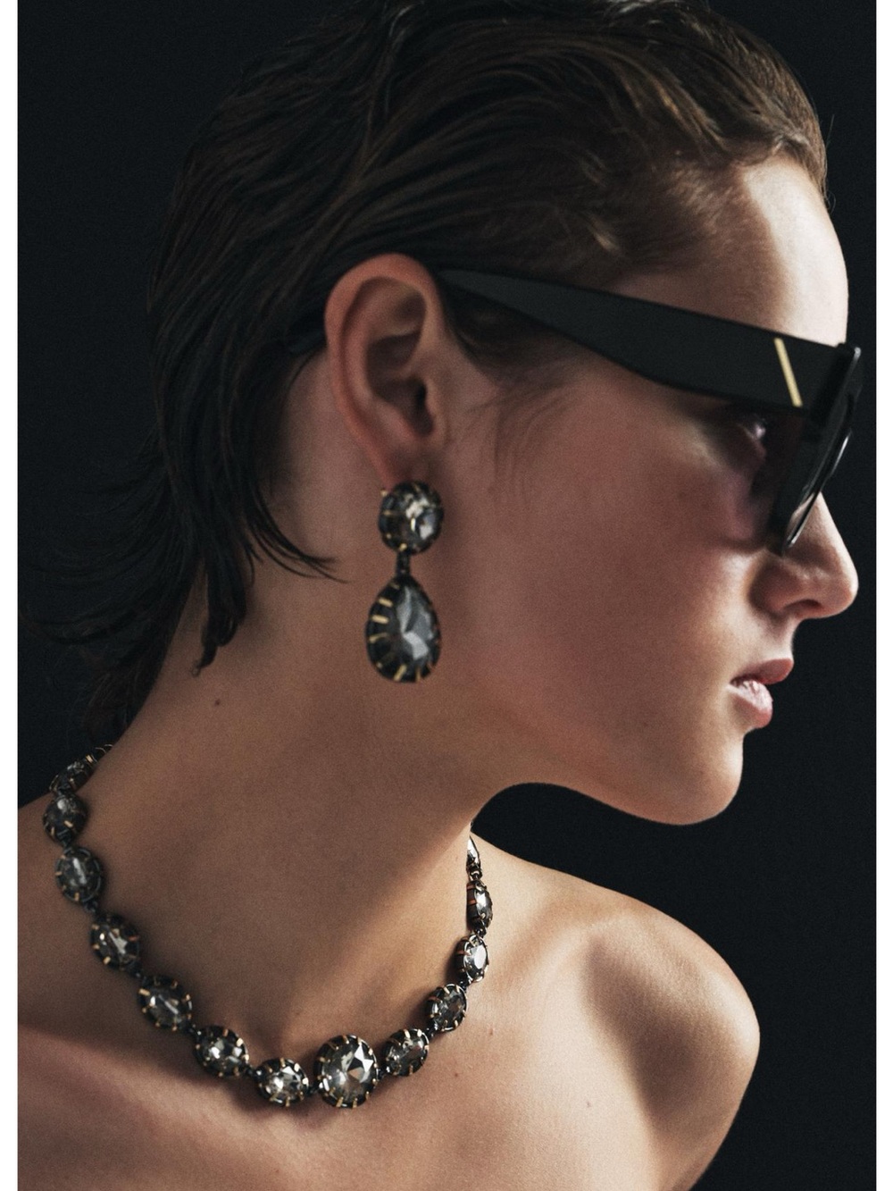 Zara Black Smoky Crystal Necklace & Earrings Set